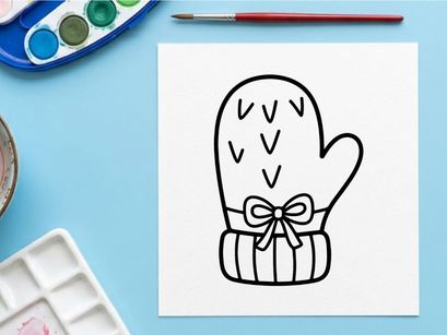 Hand-drawn Halloween oven mitt with ghost face design. Spooky kitchen accessory featuring playful cartoon spirit illustration for festive baking.