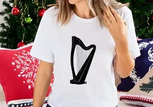 Elegant Celtic Irish Harp Musical Instrument Silhouette