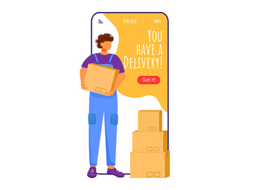 You have delivery cartoon smartphone vector app screen preview picture