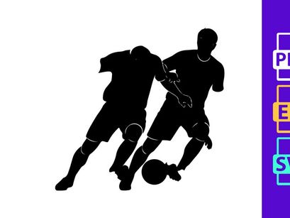 Two soccer players competing for the ball in a intense match moment