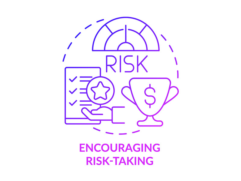 Encouraging risk-taking purple gradient concept icon
