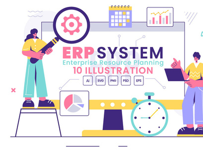 10 ERP Enterprise Resource Planning System Illustration