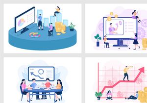 19 Sales Team with Financial Business Vector Illustration