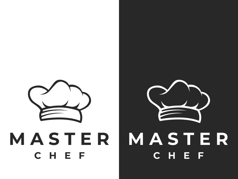 Chef hat logo for restaurant, cafe and online food delivery. Logo with vector design.