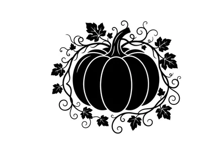 Stylized Halloween Pumpkin Illustration with Swirling Vines