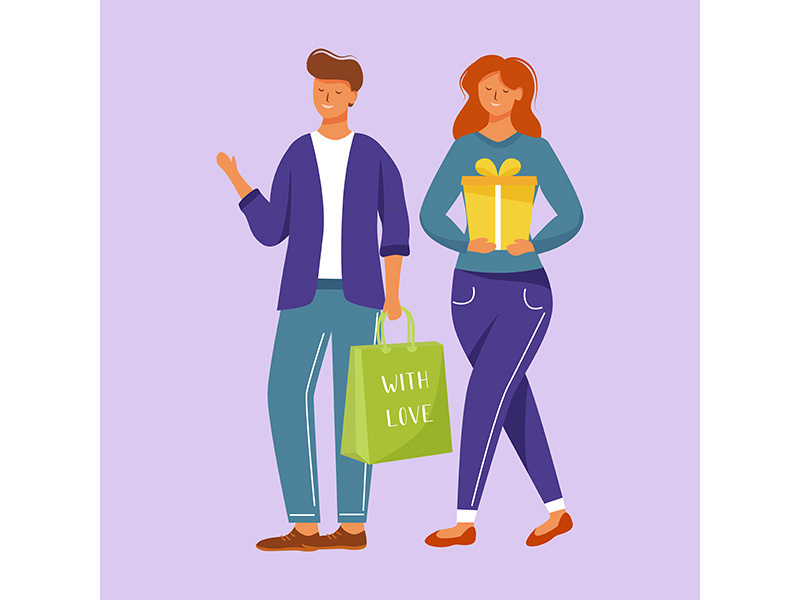 Couple going for birthday flat vector illustration