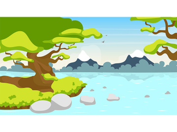 Forest river flat vector illustration preview picture