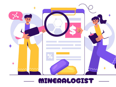 11 Mineralogist Vector Illustration