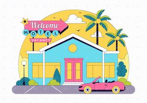 10 Retro Roadside Motel Illustration