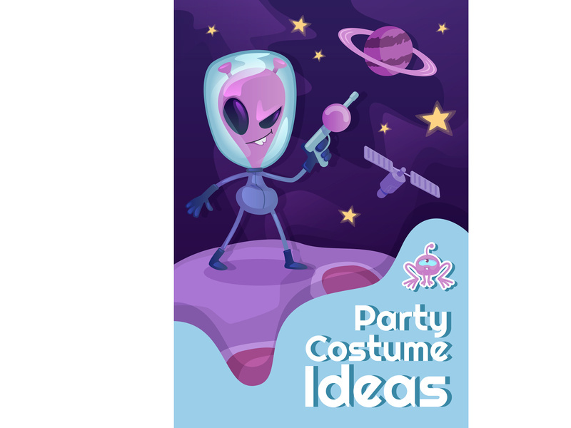 Party costume ideas poster flat vector template