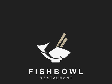 Fish Bowl logo with Chopstick, Japanese restaurant Poke Sushi Seafood unique design preview picture