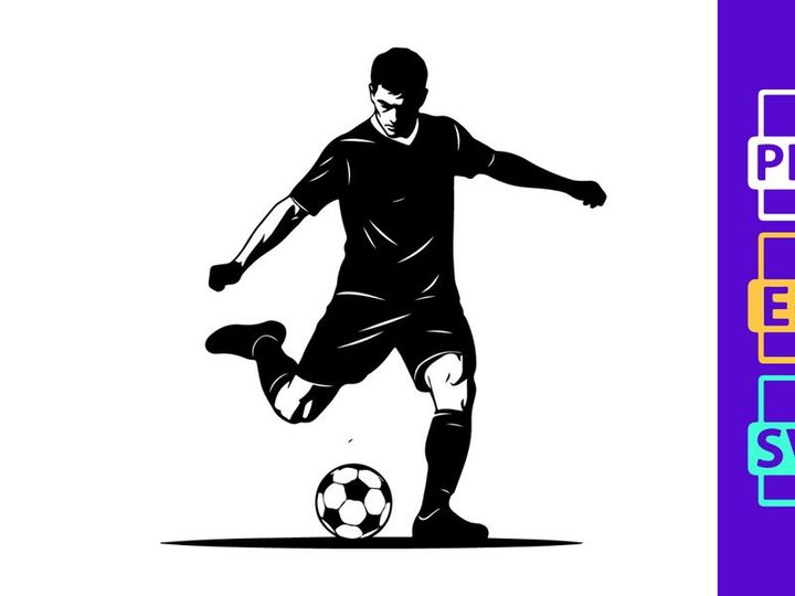 Soccer player kicking a ball in action on the field