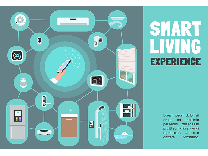 Smart living experience banner flat vector template