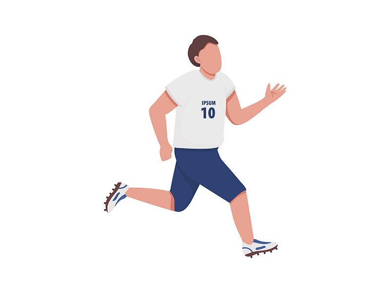 Running soccer player semi flat color vector character