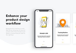 Taxi Driver Booking UI Kit for SKETCH
