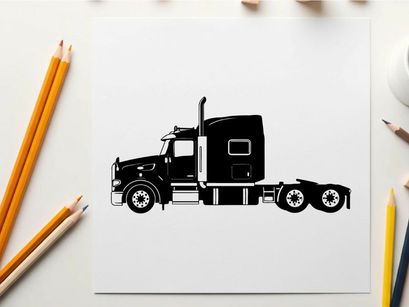 Silhouette of a semi truck with trailer