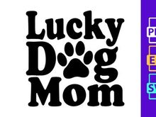 Lucky Dog Mom Embroidered Text