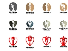 Championship Trophy Logo, Champion Award Winner Trophy Design, Vector Icon Template