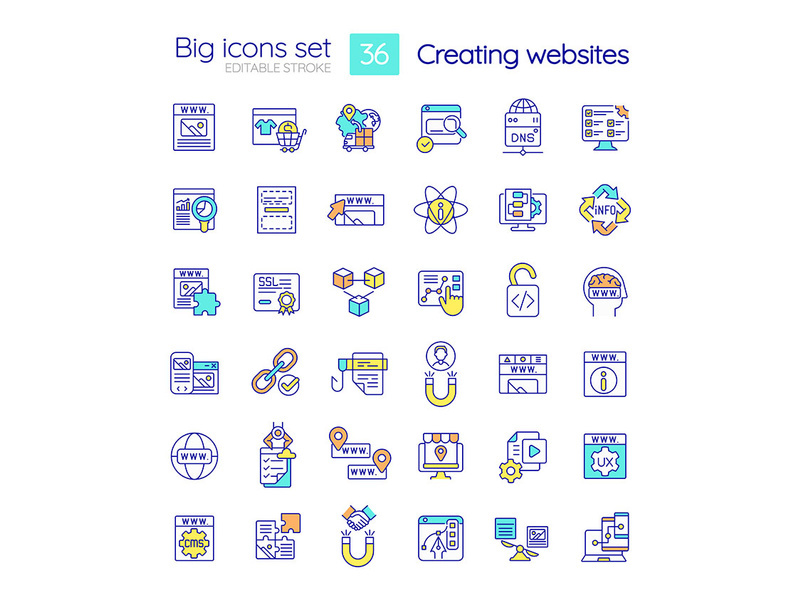 Creating website RGB color icons set