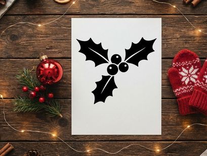 Schwarze Holly-Beeren-Silhouette-Icons für Weihnachtsdesign und grafische Weihnachtsdekoration