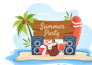 18 Summer Party Cartoon illustration