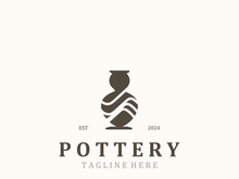 Pottery logo design handmade, creative traditional mug craft concept inspiration nature workshop