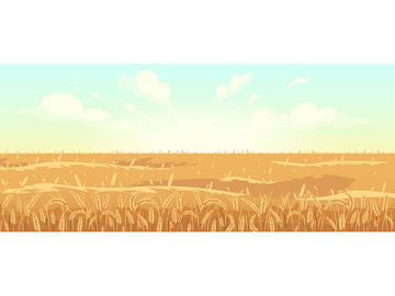 Golden wheat field flat color vector illustration preview picture