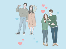 Portrait Couple, Relationship, Girl, Boy Illustration