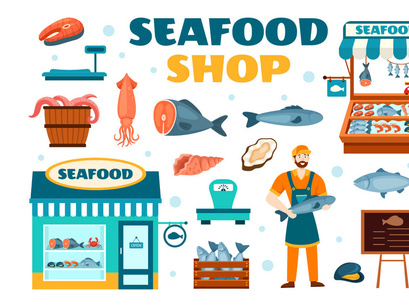 14 Seafood Market Illustration