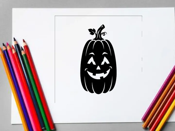 Black Halloween Pumpkin with Carved Jack-o'-Lantern Face