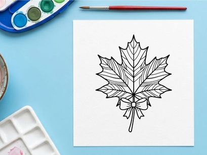 Ilustrasi daun mapel terperinci untuk proyek alam dan botani. Gambar botani artistik yang menekankan struktur daun dan keindahan alami.