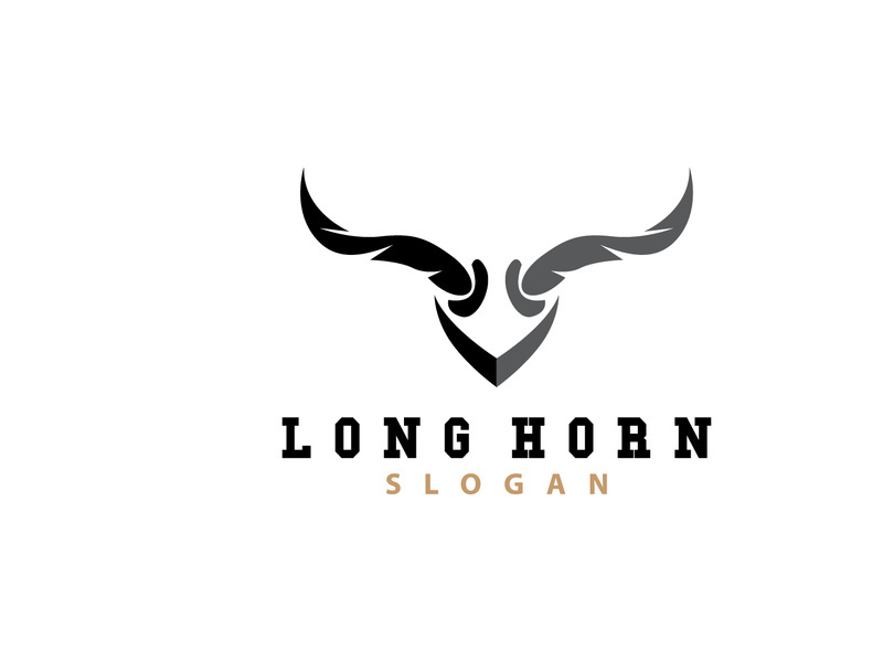 LongHorn Animal Logo Design, Farm Retro Vintage Horn Minimalist Simple Template Illustration