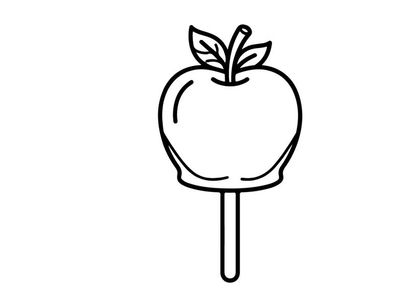 Hand-drawn apple illustration with leaf. Simple fruit sketch for design and educational use.