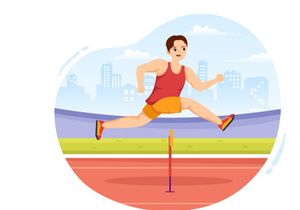 11 Hurdle Long Jump Sportsman Illustration