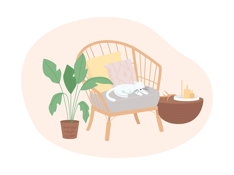 Patio wooden furniture vector isolated illustration