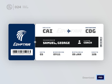 Boarding Pass / ticket | Daily UI challenge - Day 024/100 preview picture