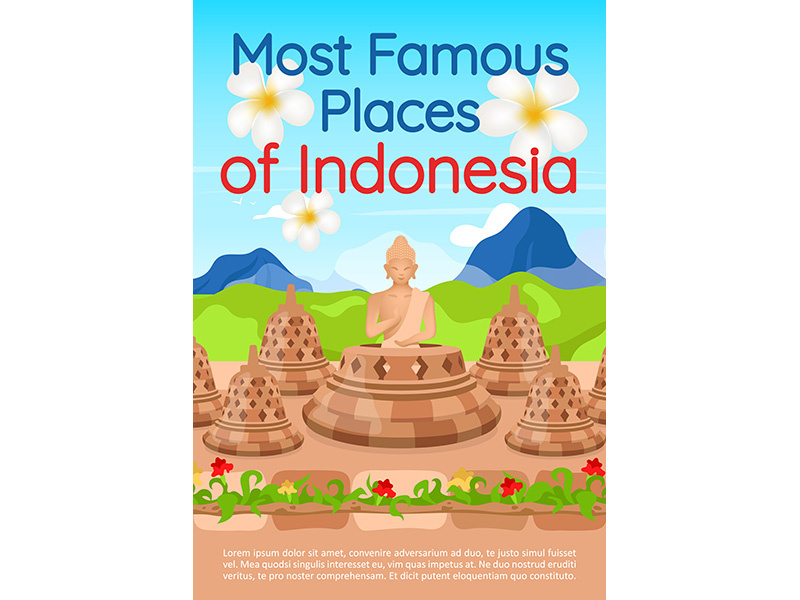 Most famous places of Indonesia brochure template