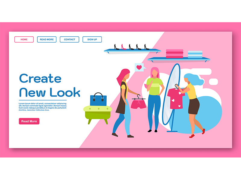 Create new look landing page vector template