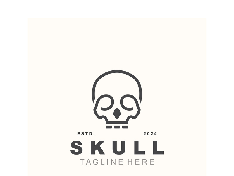 Skull skeleton logo vintage template idea on white background