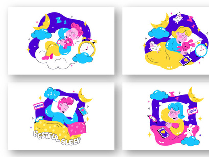 10 Restful Sleep Vector Illustration