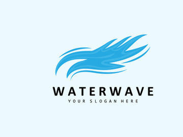 Water Wave Logo, Earth Element Vector, Water Wings Logo Design Style, Brand Icon, Sticker preview picture