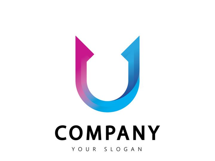 Letter u logo design isolated on white background
