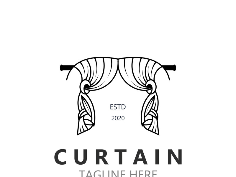 Curtain logo decoration style minimalist elegant vector design illustration