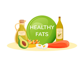 Foods containing healthy fats cartoon vector illustration preview picture