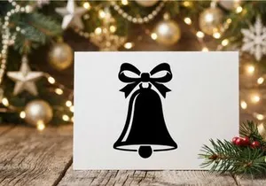 Christmas Bell Icon with Ribbon for Holiday Decorations