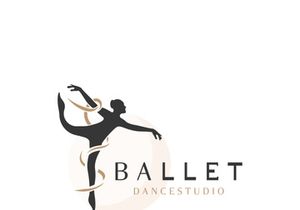Ballet Dance studio logo design. Silhouette of a girl Dancing class abstract figure illustration