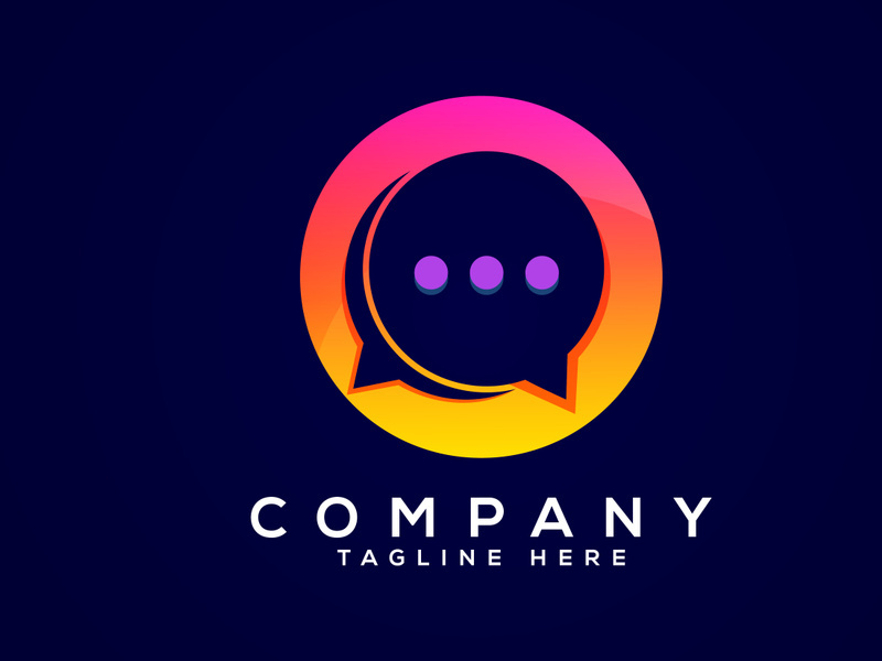 Modern gradient color chat logo design. Social media speech icon vector illustration