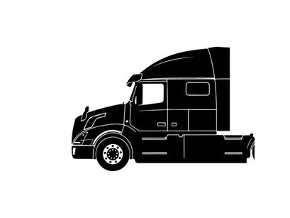 Silhouette of a semi truck with a sleeper berth