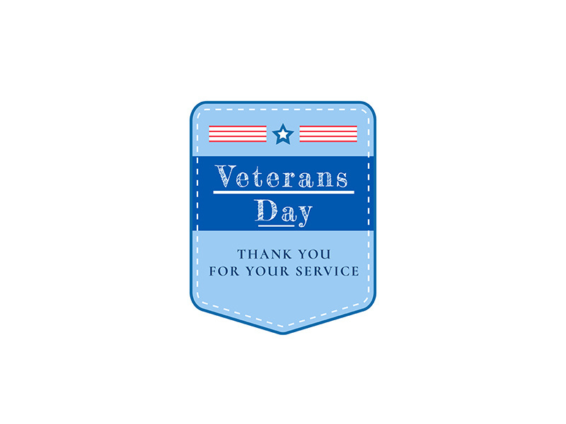 Veterans Day holiday flat color vector badge
