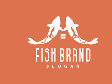 Koi Fish Logo Design, Ornamental Fish Vector